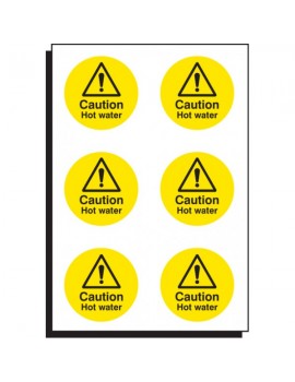 6 x Caution hot water stickers Site Products