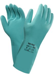 Ansell 37-675 Sol-vex Nitrile Flock Lined Gauntlet Gloves