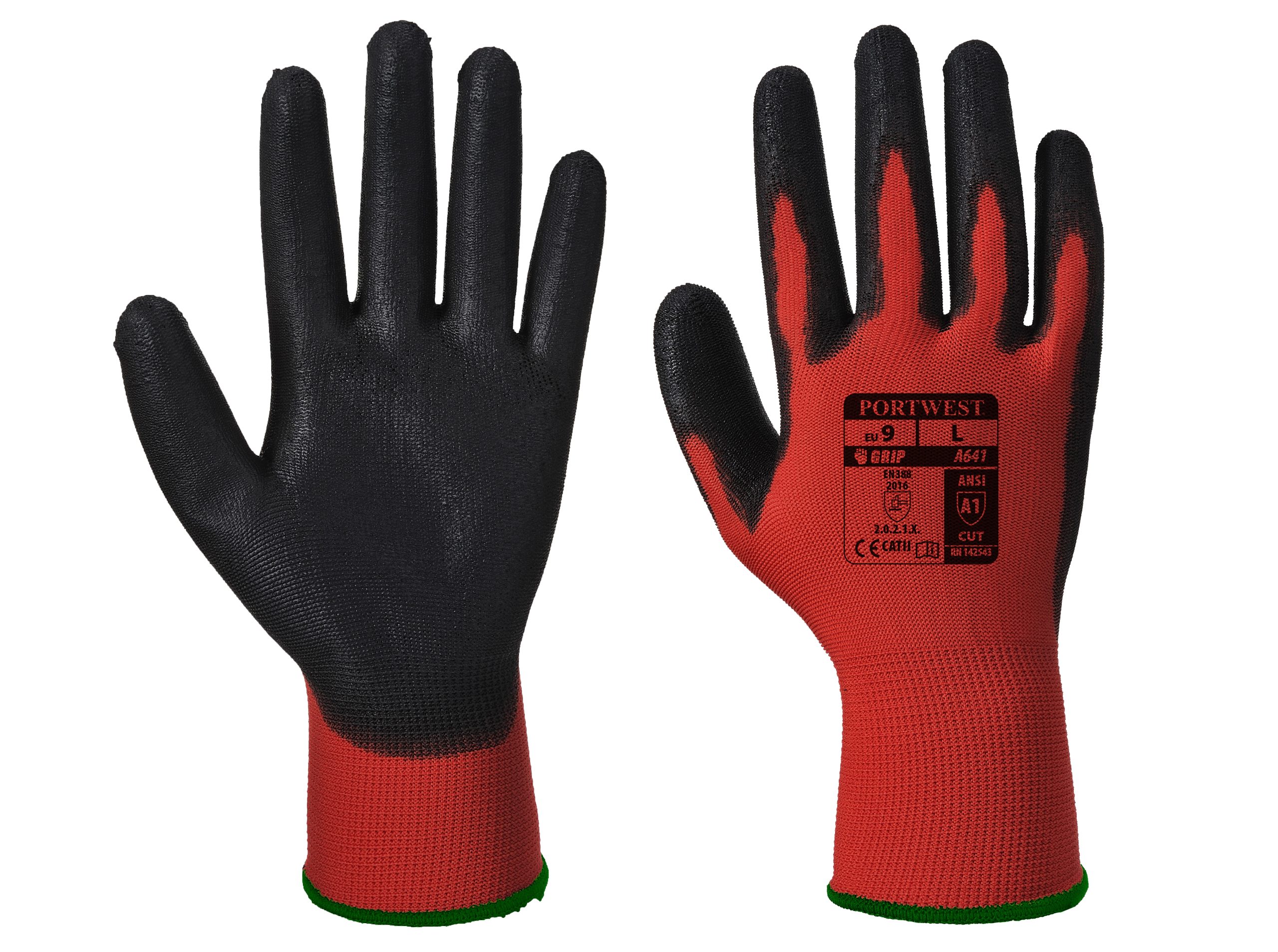 Portwest A641 – Red – PU Gloves, Pack 12 pairs