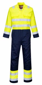 Portwest BIZ7 - Hi-Vis Anti-Static Bizflame Pro Coverall - Yellow/Navy