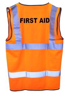 Hi-Vis Orange Waistcoat with "First Aid"