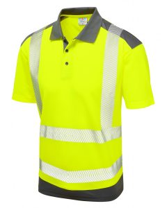 Leo P14 Peppercombe Coolviz Plus Polo Shirt - Yellow/Grey