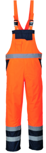 Portwest Lined Contrast Bib & Brace S489 - Orange/Navy
