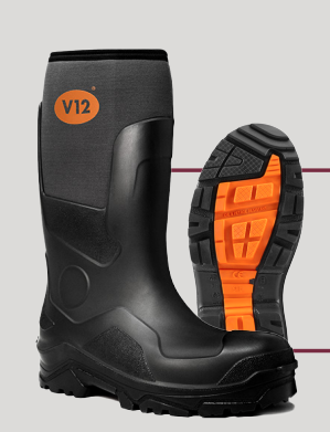 V12 V2115 Groundworker Safety Wellingtons Grey