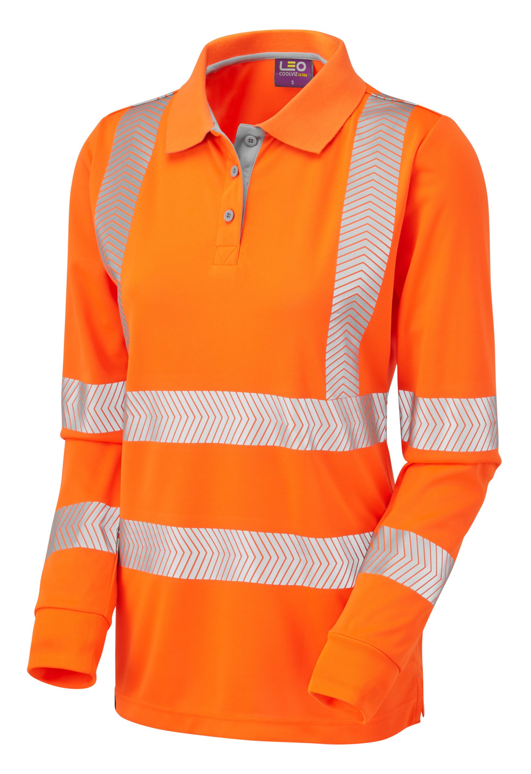 Leo PL08-O Pollyfield Ladies Long Sleeved Polo – Orange