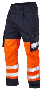 Leo Bideford Orange/Navy Polycotton Cargo Trousers  - CT01-O/NV- Regular Leg